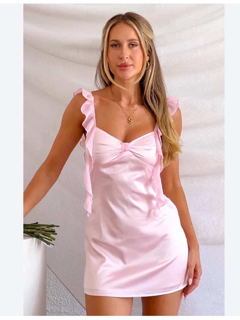 Beginning Boutique Joyce Pink Satin Mini Dress Light Pink dress, size 6